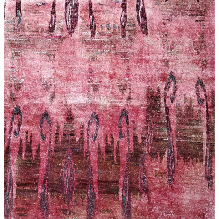 Woven Concepts Rumi Ikat HandKnotted Silk Pink/Brown/Flamingo Area Rug